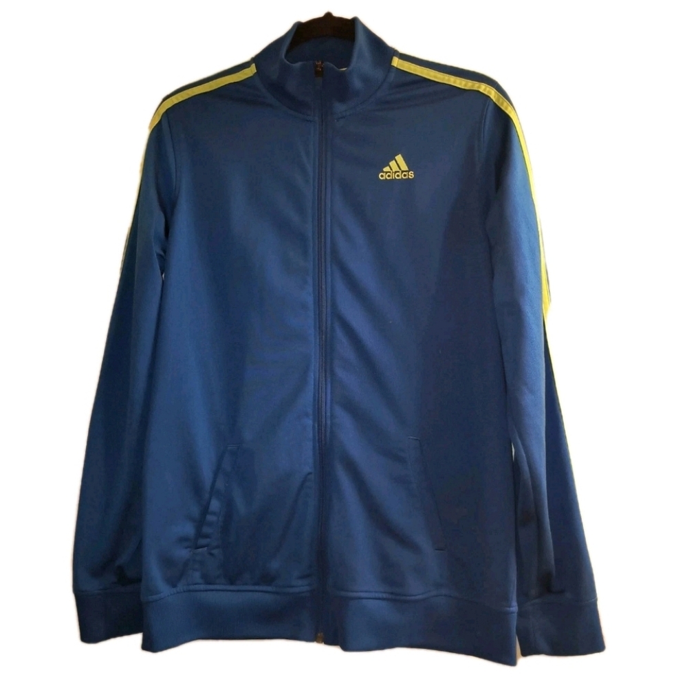Adidas Blue Lime Green Windbreaker Jacket Youth Size XL 18